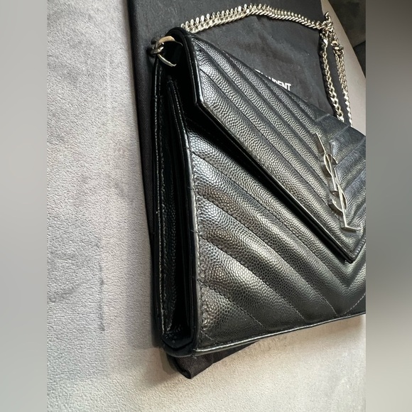sold-YSL wallet on chain black and silver in size large - Picture 9 of 13
